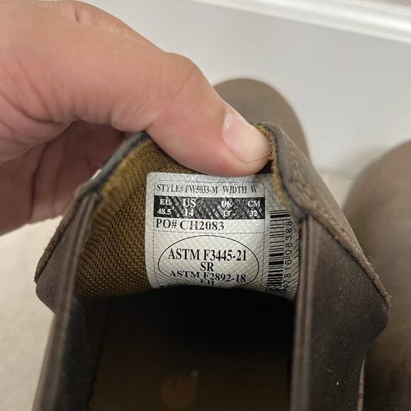 Carhartt Chelsea Pull On Edge Mens 14 Brown Leather Workwear Boots Shoes - Picture 4 of 5